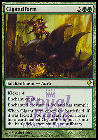 Gigantiform 2x FOIL ZEN MTG Zendikar Rare MINT green