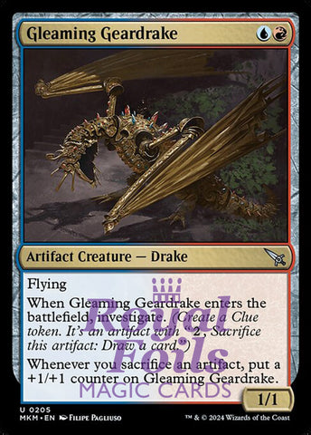 Gleaming Geardrake 4x FOIL MTG Murders at Karlov Manor MKM Uncommon MINT blue red