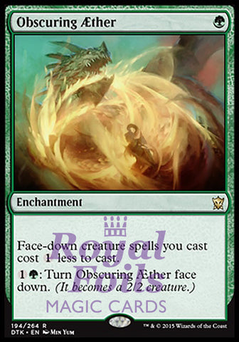 Obscuring Æther 1x FOIL DTK MTG Dragons of Tarkir Rare MINT aether green