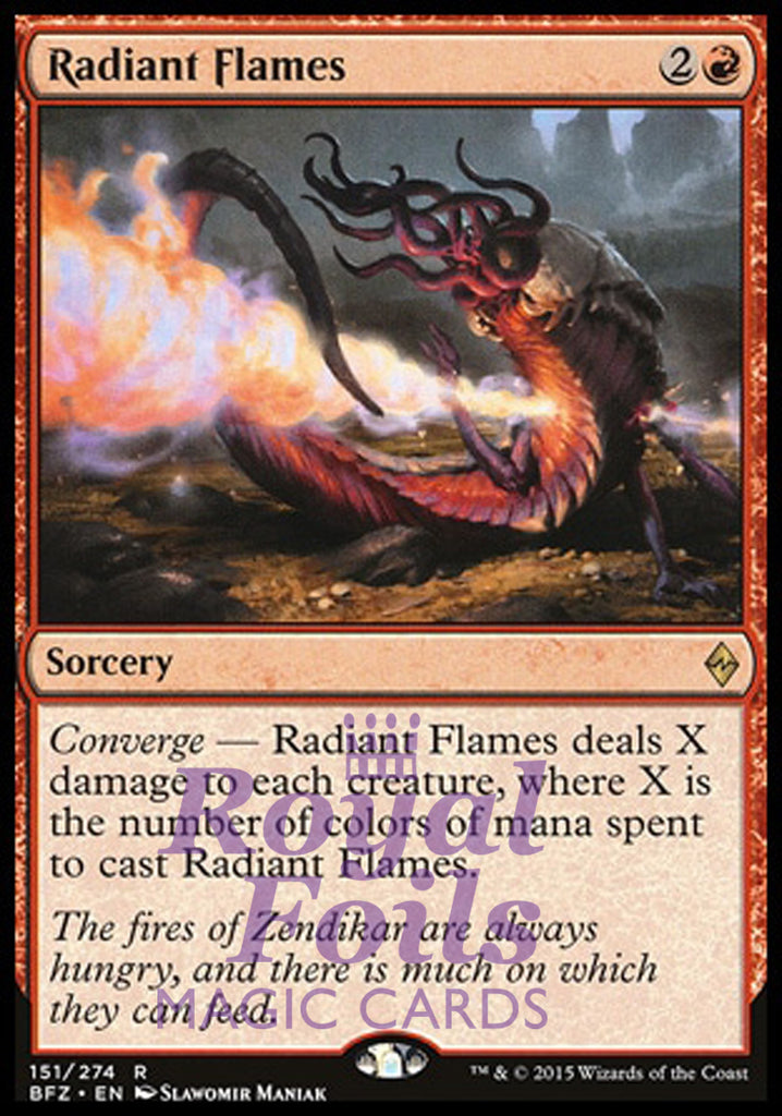 Radiant Flames 2x FOIL BFZ MTG Battle for Zendikar Rare MINT red