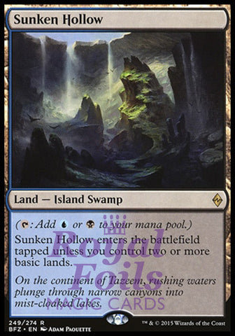 Sunken Hollow 1x FOIL BFZ MTG Battle for Zendikar Rare MINT blue black land
