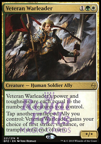 Veteran Warleader 1x FOIL BFZ MTG Battle for Zendikar Rare MINT green white