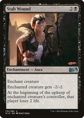 Stab Wound 2x FOIL MTG M15 Core Set Uncommon MINT black