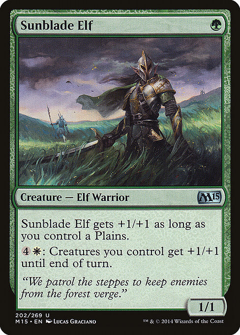 Sunblade Elf 2x FOIL MTG M15 Core Set Uncommon MINT green white