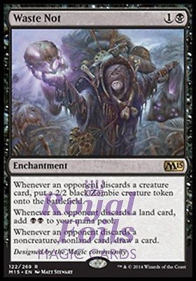 **1x FOIL Waste Not** MTG M15 Core Set Rare MINT black enchantment