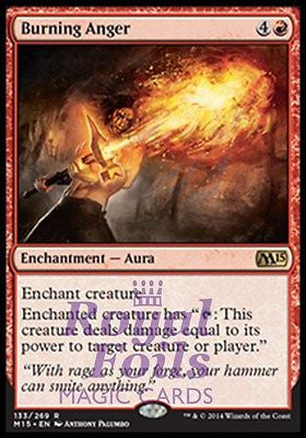 **2x FOIL Burning Anger** MTG M15 Core Set Rare MINT red enchantment aura