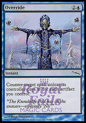 Override 4x FOIL MDN MTG Mirrodin Common MINT blue instant