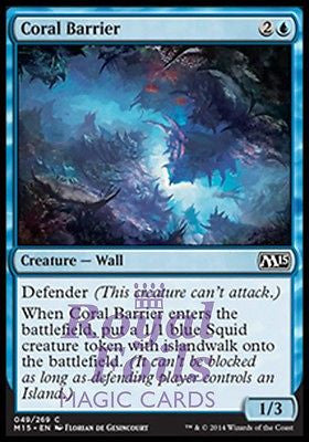 **4x FOIL Coral Barrier** MTG M15 Core Set Common MINT blue wall