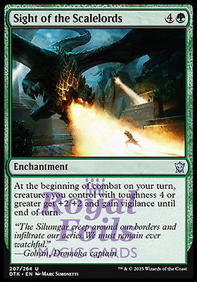 **1x FOIL Sight of the Scalelords* DTK MTG Dragons of Tarkir Uncommon MINT green