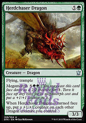 **2x FOIL Herdchaser Dragon** DTK MTG Dragons of Tarkir Uncommon MINT green