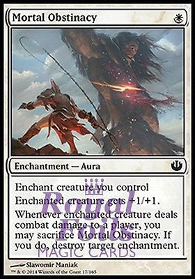 **4x FOIL Mortal Obstinacy** JOU MTG Journey Into Nyx Common MINT white