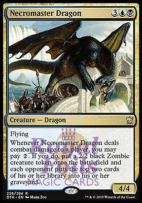 **2x FOIL Necromaster Dragon** DTK MTG Dragons of Tarkir Rare MINT blue black