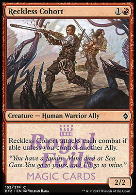 Reckless Cohort 4x FOIL BFZ MTG Battle for Zendikar Common MINT red