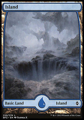 **1x FOIL Island 259** BFZ MTG Battle for Zendikar Full Art Basic Land NM blue