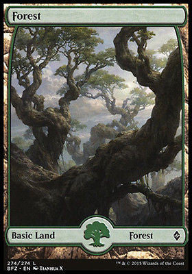 **1x FOIL Forest 274** BFZ MTG Battle for Zendikar Full Art Basic Land MINT green