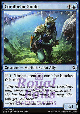 **4x FOIL Coralhelm Guide** BFZ MTG Battle for Zendikar Common MINT blue