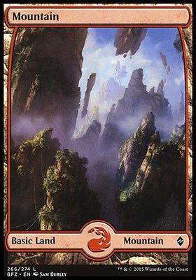 Mountain 266 3x FOIL BFZ MTG Battle for Zendikar Full Art Basic Land MINT red