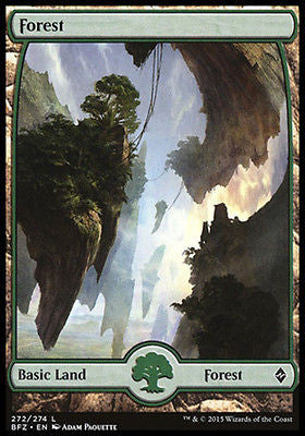 Forest 272 1x FOIL BFZ MTG Battle for Zendikar Full Art Basic Land MINT green