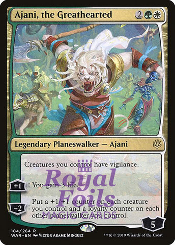 **1x FOIL Ajani, the Greathearted** WAR MTG War of the Spark Rare MINT green white