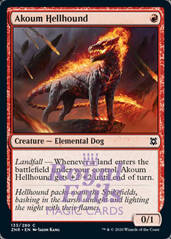 **4x FOIL Akoum Hellhound** ZNR MTG Zendikar Rising Common MINT red