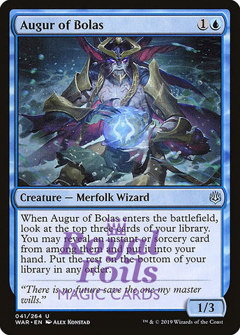 Augur of Bolas 3x FOIL WAR MTG War of the Spark Uncommon MINT blue