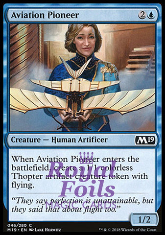 Aviation Pioneer 4x FOIL M19 MTG Core Set 2019 Common MINT blue