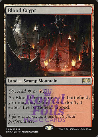 **1x FOIL Blood Crypt** RNA MTG Ravnica Allegiance Rare MINT red black land