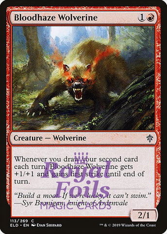 **3x FOIL Bloodhaze Wolverine** ELD MTG Throne of Eldraine Common MINT red