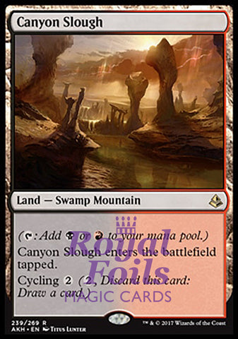 **1x FOIL Canyon Slough ** AKH MTG Amonkhet Rare MINT land