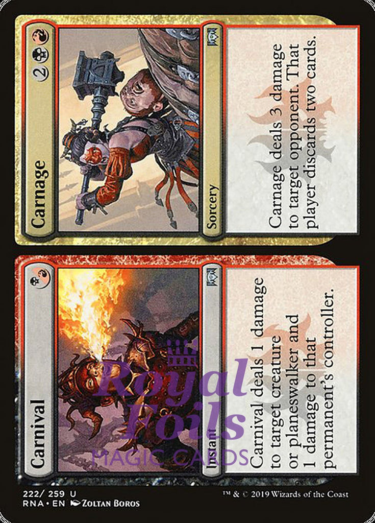 Carnival // Carnage 2x FOIL RNA MTG Ravnica Allegiance Uncommon MINT black red