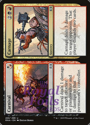 Carnival // Carnage 2x FOIL RNA MTG Ravnica Allegiance Uncommon MINT black red