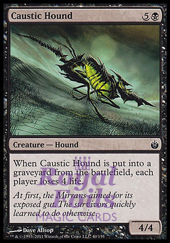 **4x FOIL Caustic Hound** MBS MTG Mirrodin Besieged Common MINT black hound