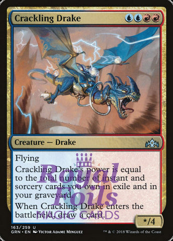 **1x FOIL Crackling Drake** GRN MTG Guilds of Ravnica Uncommon MINT blue red