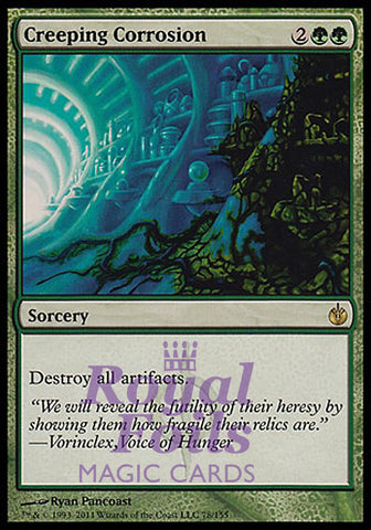 **1x FOIL Creeping Corrosion** MBS MTG Mirrodin Besieged Rare MINT green