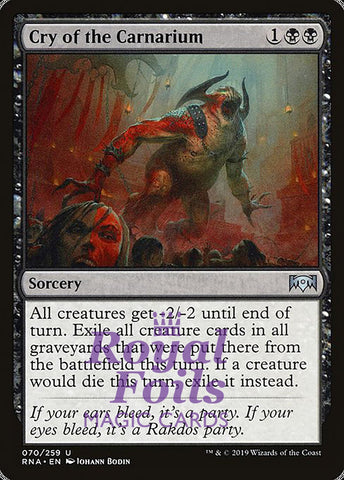 Cry of the Carnarium 2x FOIL RNA MTG Ravnica Allegiance Uncommon MINT black