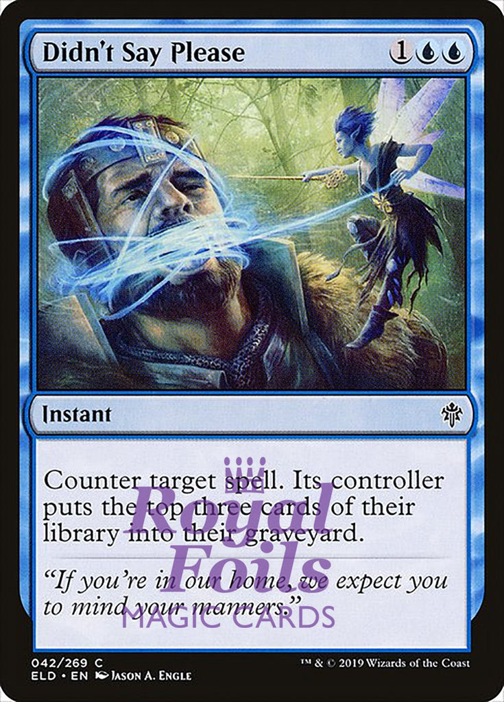 Didn't Say Please 3x FOIL ELD MTG Throne of Eldraine Common MINT blue