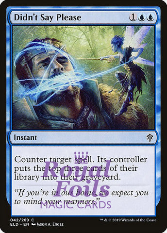 Didn't Say Please 3x FOIL ELD MTG Throne of Eldraine Common MINT blue