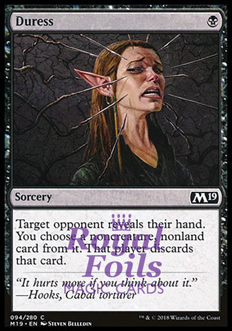 Duress 4x FOIL M19 MTG Core Set 2019 Common MINT black