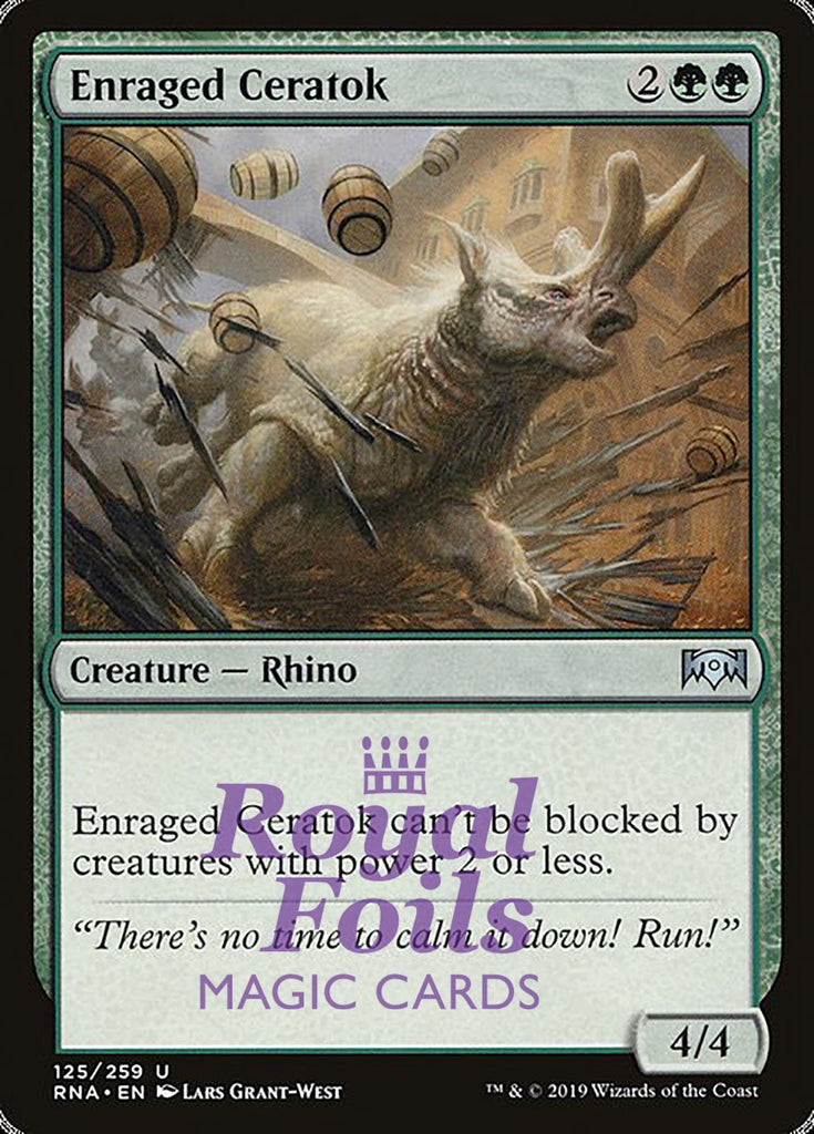Enraged Ceratok 4x FOIL RNA MTG Ravnica Allegiance Uncommon MINT green