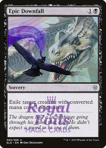 Epic Downfall 4x FOIL ELD MTG Throne of Eldraine Uncommon MINT black