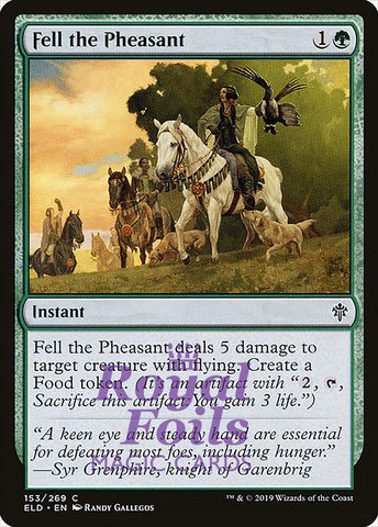 Fell the Pheasant 3x FOIL ELD MTG Throne of Eldraine Common MINT green