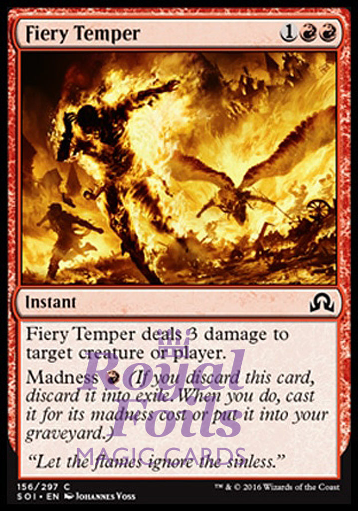 Fiery Temper 2x FOIL SOI MTG Shadows Over Innistrad Common MINT red