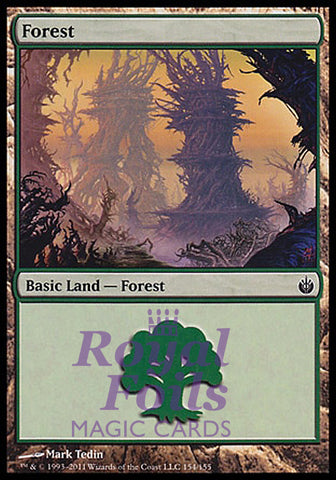 Forest #154 2x FOIL MBS MTG Mirrodin Besieged Basic Land NM green