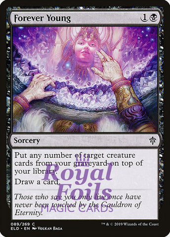 Forever Young 3x FOIL ELD MTG Throne of Eldraine Common MINT black