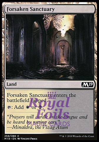 Forsaken Sanctuary 4x FOIL M19 MTG Core Set 2019 Common MINT white black land