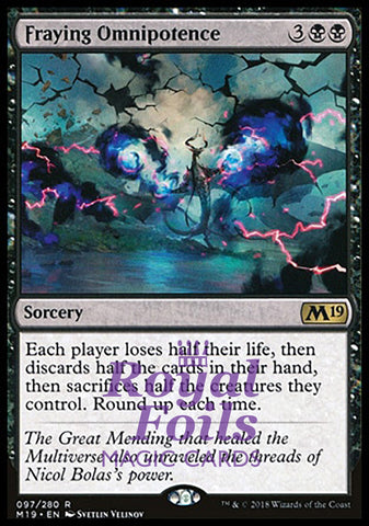Fraying Omnipotence 1x FOIL M19 MTG Core Set 2019 Rare MINT black