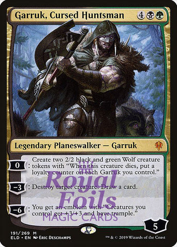 **1x FOIL Garruk, Cursed Huntsman** ELD MTG Throne of Eldraine Mythic MINT black green