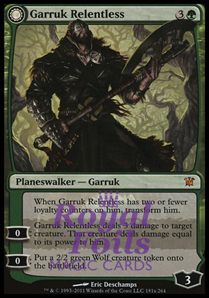 **1x FOIL Garruk Relentless // Garruk the Veil-Cursed** ISD MTG Innistrad Mythic MINT green