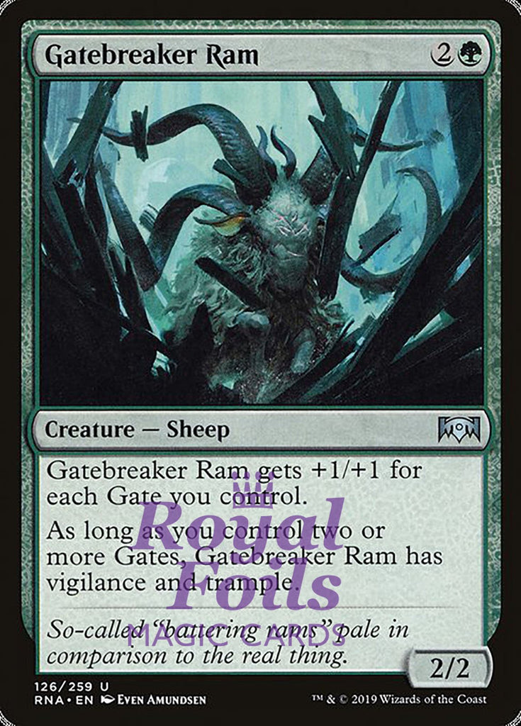 **1x FOIL Gatebreaker Ram** RNA MTG Ravnica Allegiance Uncommon MINT green