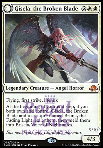 **1x FOIL Gisela the Broken Blade // Brisela Voice of Nightmares** EMN MTG Eldritch Moon Mythic MINT white